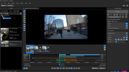 Spotlight Pro video and audio redaction software interface showing automatic face and object tracking.