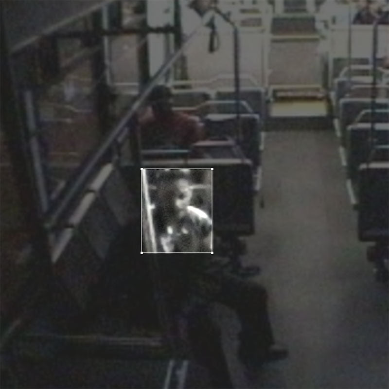 Man on bus enhanced with Forensic software. 