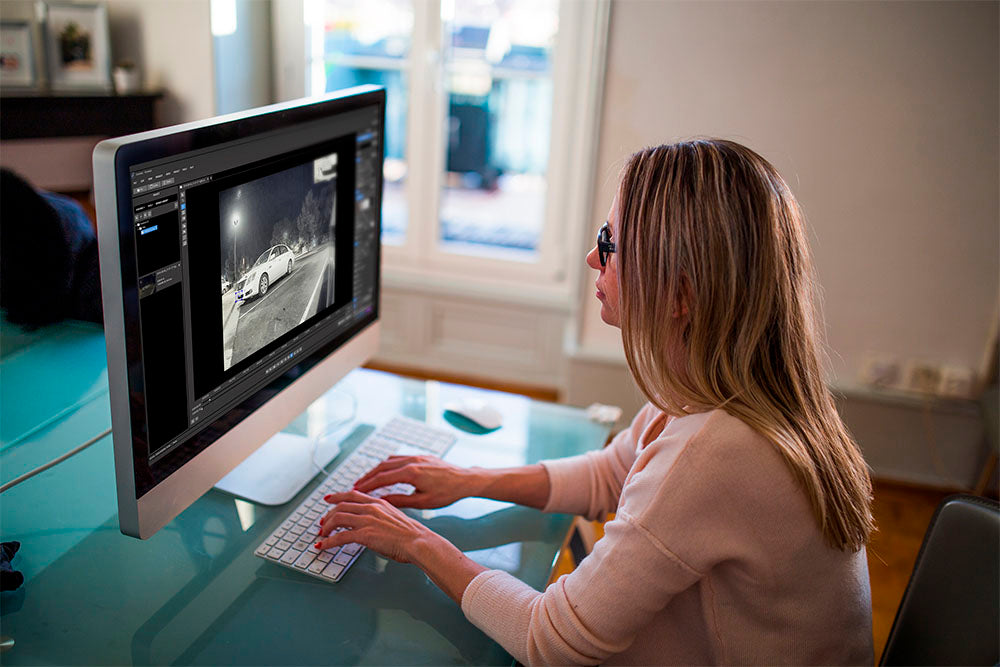 Woman working with Forensic software. 